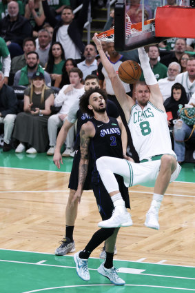 Kristaps Porzingis #8 of the Boston Celtics.