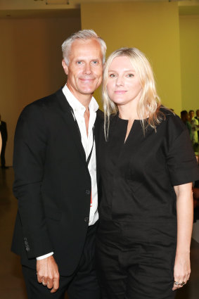 Malcolm Carfrae with 'InStyle' editor Laura Brown at Zimmermann's show at New York Fashion Week in September 2017.