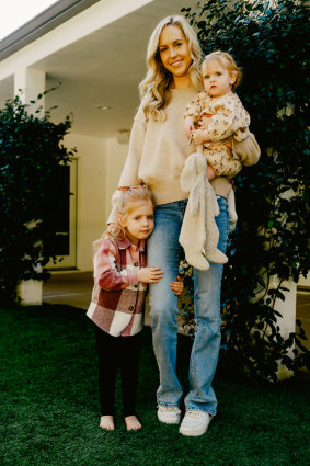 Faith Hartley and her two girls, Aspen (left) and Bardot, who was conceived using in vitro fertilisation.