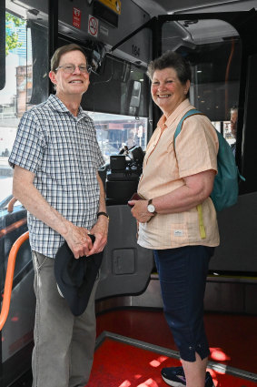 Helen Mangan (pictured with her brother Kevin Buckley) said she found buses easier than contending with weekend traffic.