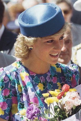 Princess Diana wearing the “caring dress” at St Andrews Cathedral, Sydney in January 1988.