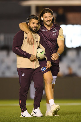 Broncos Adam Reynolds (left) and Pat Carrigan.