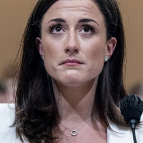 Cassidy Hutchinson, former aide to Trump White House chief of staff Mark Meadows, gives evidence at the congressional hearings into the January 6 Capitol riot.