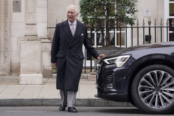 King Charles III leaves the London Clinic in central London on January 29. The palace’s disclosure that he has cancer shattered centuries of tradition in which the secrecy of the monarch’s health has reigned. 