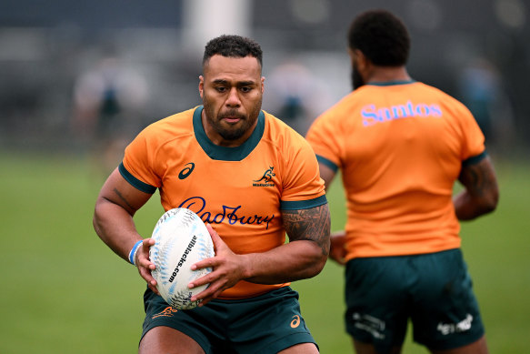 Samu Kerevi at Wallabies training in Dunedin.