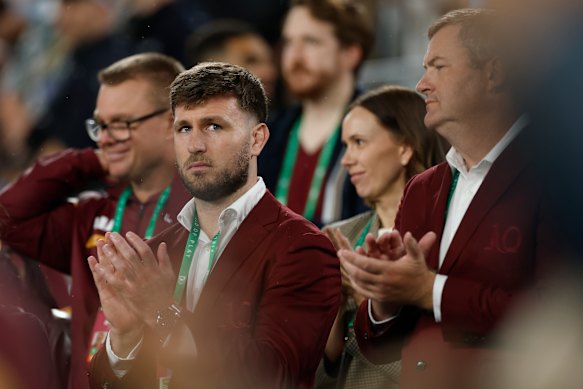 Jai Arrow with the Queensland squad at State of Origin I.