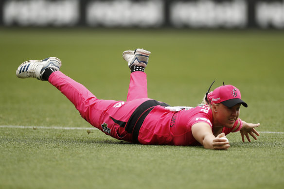 Hayley Silver-Holmes takes a catch during an earlier WBBL match. 