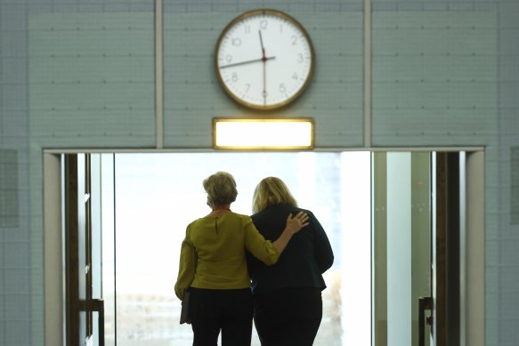 Member for Indi Helen Haines, left, Haines praised Liberal MP Bridget Archer as “the absolute lioness of the 46th Parliament”.