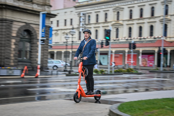 Michael Poulton has been an early adopter of e-scooters in Ballarat. 