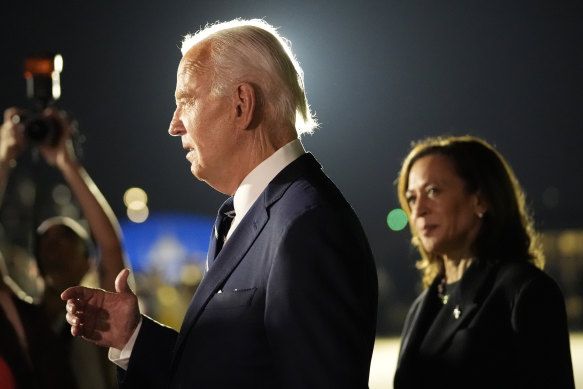 US President Joe Biden speaks to reporters this month.