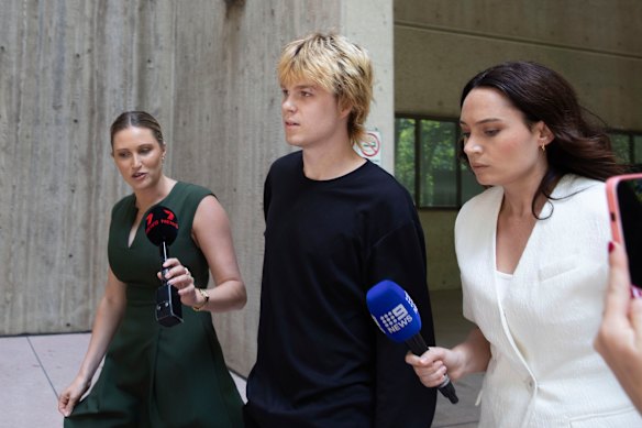 Duke Austin leaves Surry Hills Police station after being granted bail.