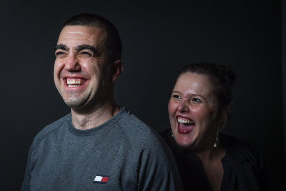 Faruk Orman shortly after his release from jail, with lawyer Ruth Parker.