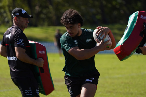 Davvy Moale at South Sydney training