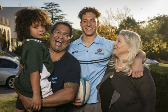 Mark Nawaqanitawase with his mother, Fiona Tovehi, stepfather, Aisake Tovehi, and relative Malakai.