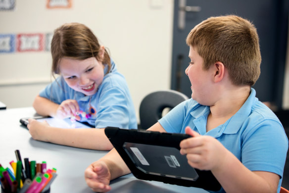 Students at Warringa Park School in Hoppers Crossing, one of almost 50 ‘Apple distinguished schools’ in Australia.