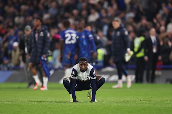 Pape Mata Sarr looks dejected after the final whistle.