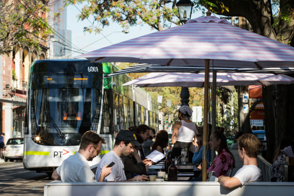 Melburnians have been using parking spaces for outdoor dining over the past two years.