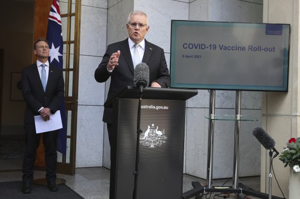 Prime Minister Scott Morrison with Health Minister Greg Hunt on Friday. 