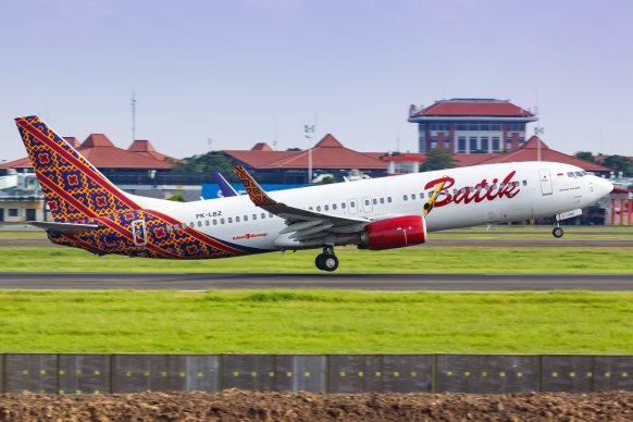 Batik Air flies Boeing 737s from Brisbane to Bali.