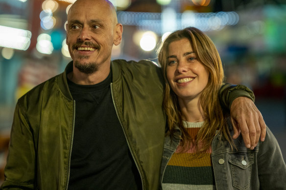 Brooke Satchwell with Scott Ryan in a scene from the critically acclaimed drama Mr Inbetween. 