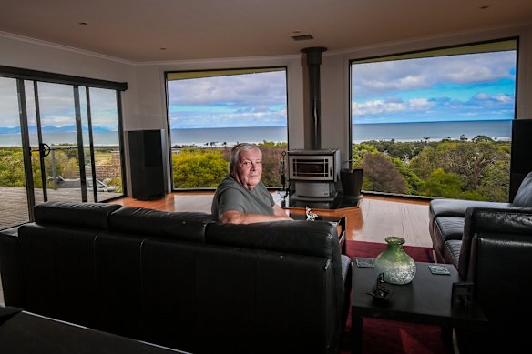 Bob Boelen at his home overlooking Waratah Bay. 