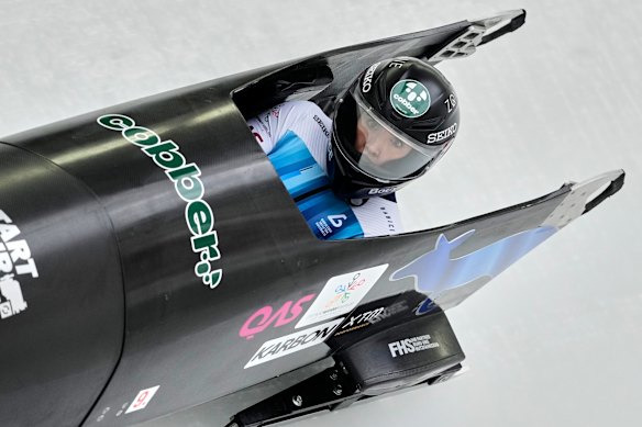 Bree Walker in the monobob at a World Cup event in Austria in November.