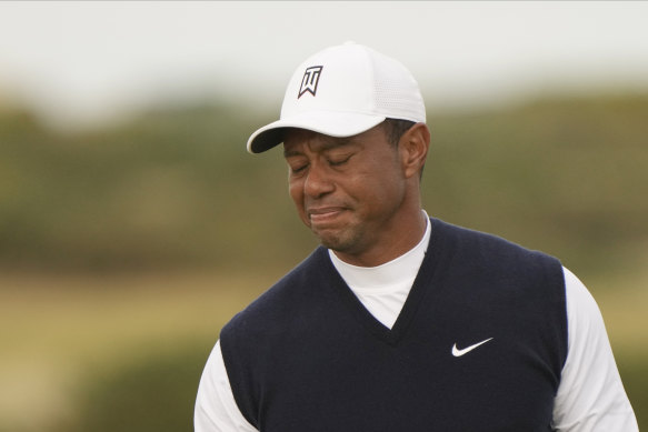Tiger Woods is 14 shots off the pace after the opening round of the 150th British Open.