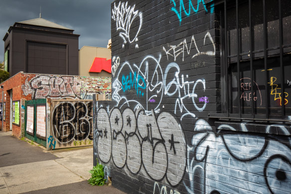 Graffiti near the corner of Sydney Road and Weston Street in Brunswick.