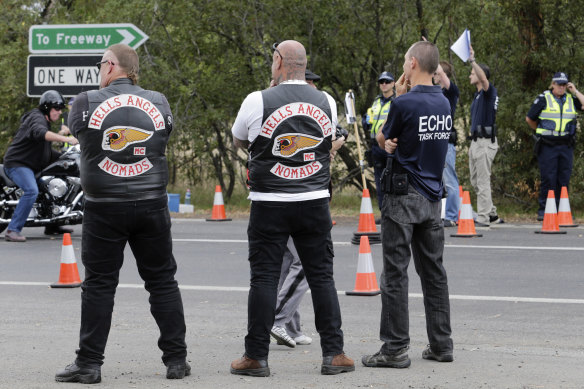 Bikie gangs would be banned from wearing club colours and patches.
