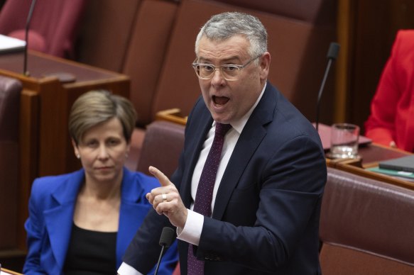 Murray Watt arguing for the CFMEU legislation in the Senate last week.