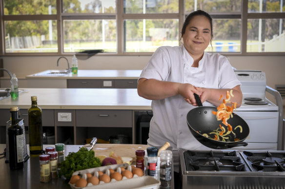 Elaya Carbone studied commercial cookery as part of her year 12 studies and is pursuing a career as a chef.
