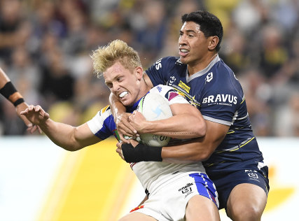 Cowboys captain Jason Taumalolo celebrated his 200th NRL match with victory after a stint in the sin bin.