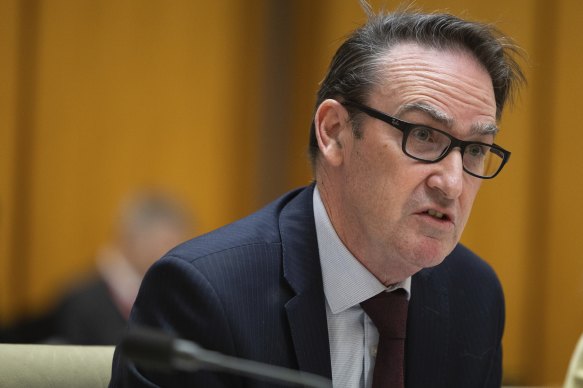 Dr Steven Kennedy during a Senate estimates hearing at Parliament House in Canberra today.