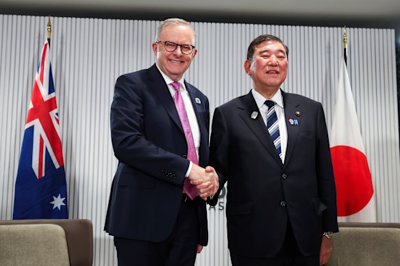 Anthony Albanese meets with  with Prime Minister of Japan Shigeru Ishiba.