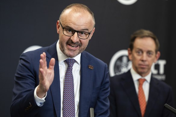 ACT Chief Minister Andrew Barr (left) and Attorney-General Shane Rattenbury.