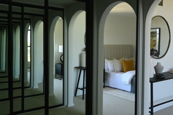 The master bedroom of the Edgecliff penthouse. 