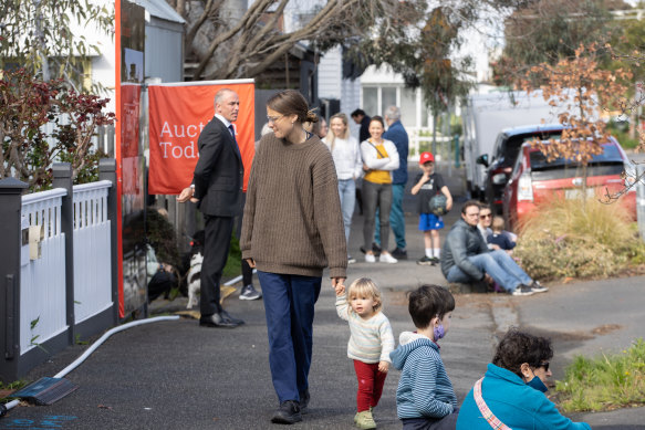 There were no bids for the Clifton Hill home despite several interested buyers and a decent crowd.