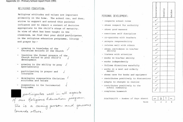 A school report from 1991.