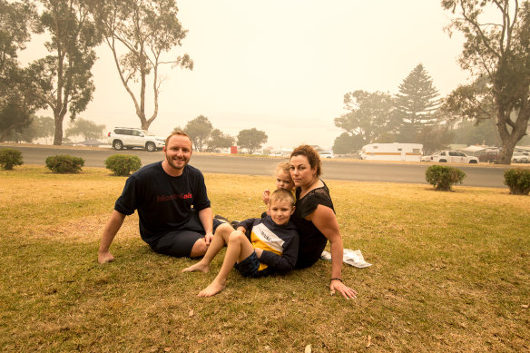 Tim Buckley, Meaghan Wegg and children Jackson and Georgia on Saturday. 