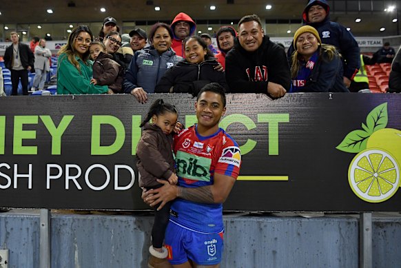 Josh Papalii flew to Newcastle for Anthony Milford’s comeback game.