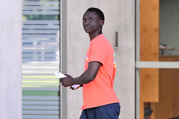 Walter Bongomin is seen leaving the Brisbane District Court in Brisbane.