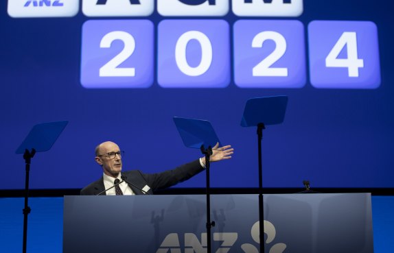 Paul O’Sullivan chairs the ANZ shareholder meeting.