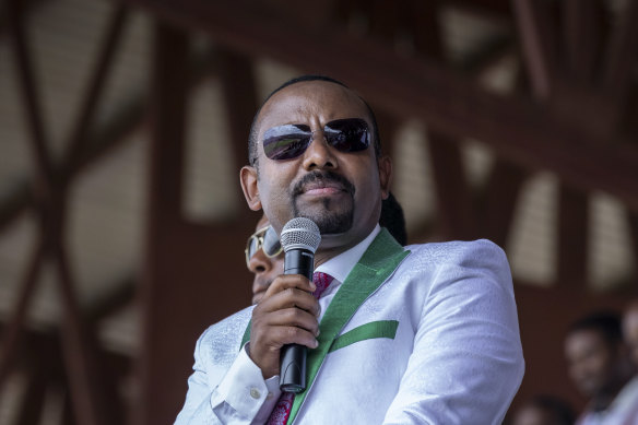 Ethiopian Prime Minister Abiy Ahmed speaks at a final campaign rally in the town of Jimma, Oromia, ahead of national elections earlier this month.