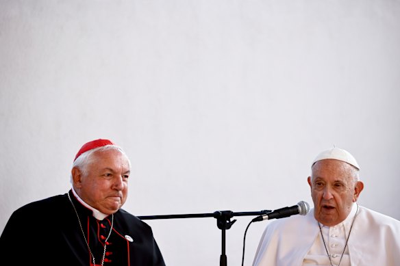 Cardinal Jean-Marc Aveline (left) is known for his folksy, easy-going nature, his readiness to crack jokes and his ideological proximity to Francis.