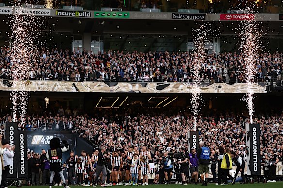 Pendlebury walked onto, and left the MCG playing surface to fireworks.