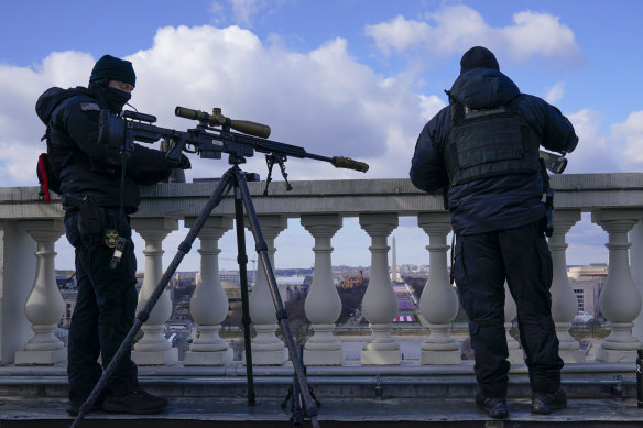 A sniper team that was part of the security detail for the inauguration.