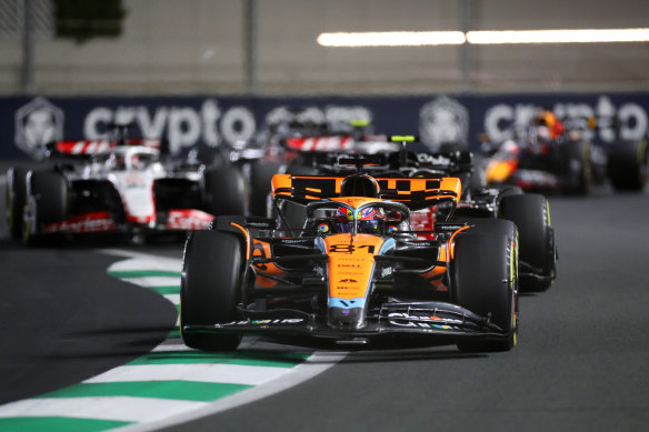 Aussie driver Oscar Piastri guides his McLaren MCL60 Mercedes to 15th at the Saudi Arabia F1 Grand Prix on Sunday.