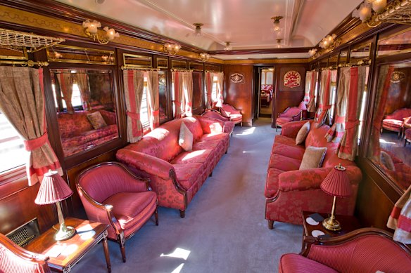 The interiors fulfil the rich fantasy of the golden age of rail travel.