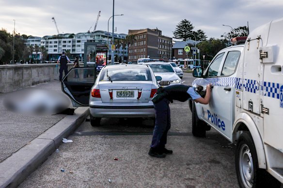 A blurred version of the image captured by Herald photographer Edwina Pickles in the aftermath of the Bondi Beach terror attack, awarded the Nikon Photo of the Year on Thursday.