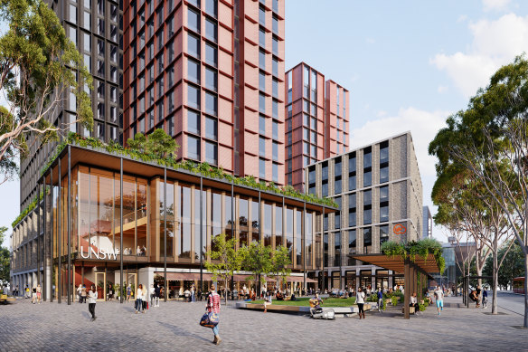 The UNSW proposal would include a small public square near the light rail station on Anzac Parade.
